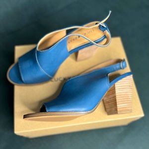Lucky Brand indigo blue leather heels
